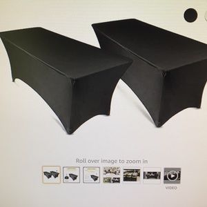 6' Rectangular stretch tablecloth’s, black, set of two